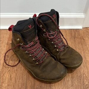 Vivo barefoot Men's Dark Brown Boots with Red Accents